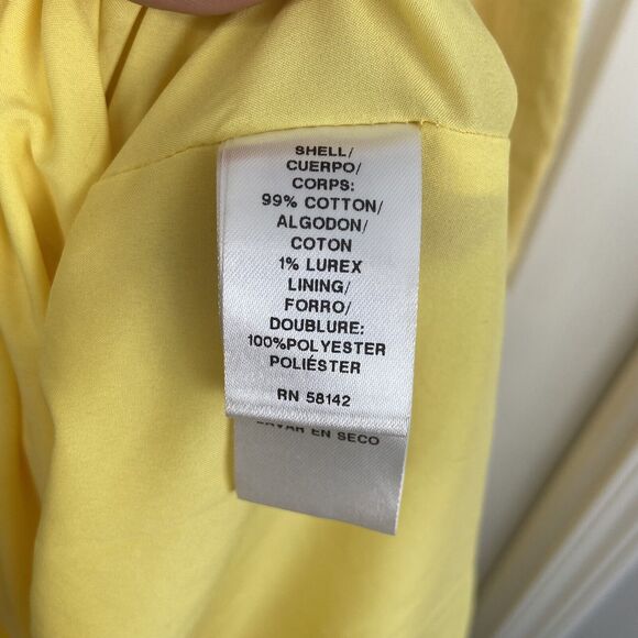 Maggy London Sz 10 Tiered Midi Sundress Yellow Flutter Cap Sleeve Silver Thread - Picture 7 of 13